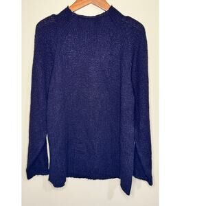 Vtg Parisian Works Sweater Womens XL Dark Purple Top Mock Neck Demure Pullover